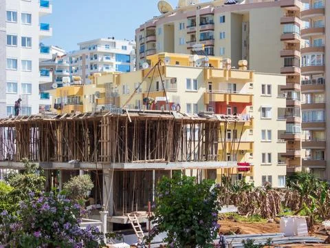Construction of a multi-storey residential building in progress Stock Photos