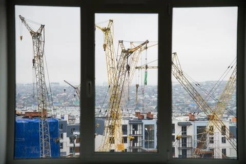 Construction of multi-storey residential building Stock Photos