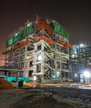 Construction of the multi-storied building is underway in Kolkat Stock Photos