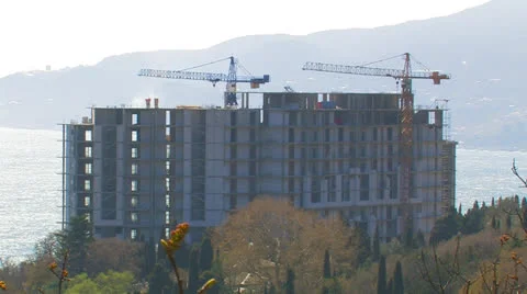 Construction of a multistory building. Stock Footage 27155491