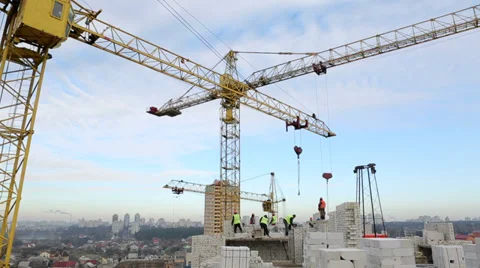 Construction of a multistory building Stock Footage 36709555
