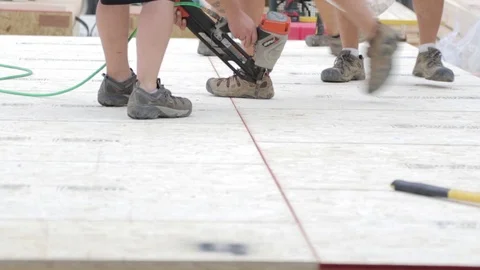 Construction Nail Gun Floor Stock Footage 79024191