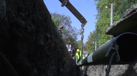 Construction of natural gas line Video stock 34990888