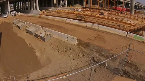 Construction Near Freeway (Fly Up) Stock Footage 43349767