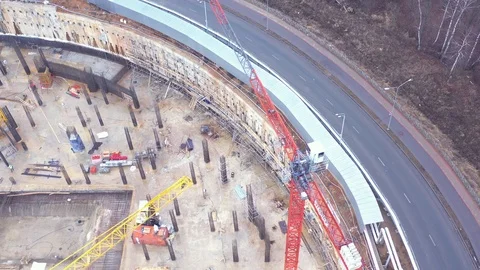 Construction of a neo-futuristic building with a translucent facade Stock Footage 123289238
