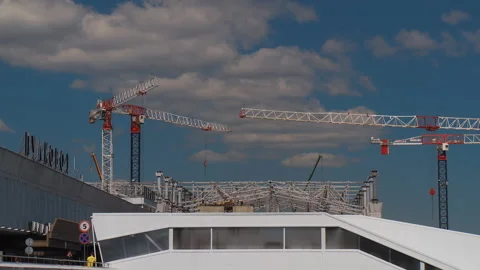 Construction of a new airport building Stock Footage 92235500