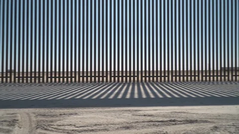 Construction of new border wall is underway on the US-Mexico border. Stock Footage 122112137