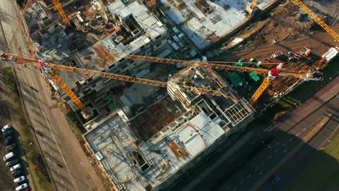 Construction of a new building aerial view. Stock Footage 207033583