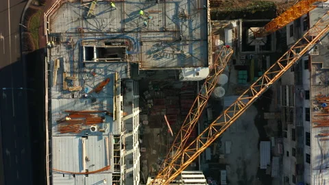 Construction of a new building aerial view. Stock Footage 207035403