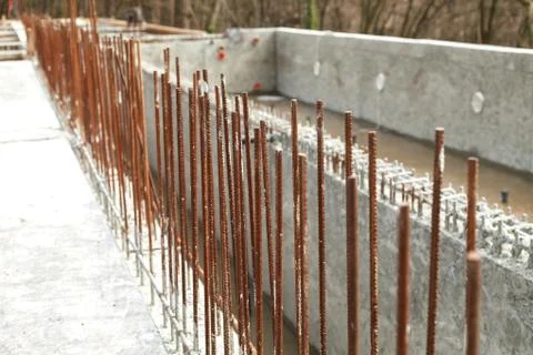 Construction of a new building, binding of reinforcement 写真素材