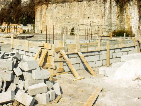Construction of a new building Stockfoto's