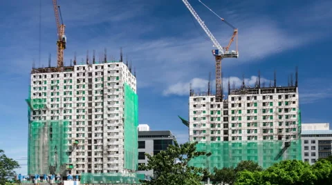 Construction of the new building. Timelapse. Stock Footage 61238577