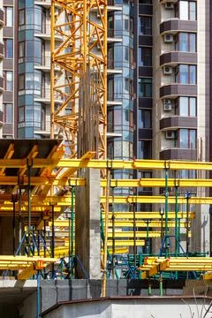 Construction of new buildings in a monolithic-frame way using a system with a Stock Photos