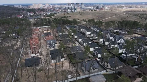 Construction of a new closed-type residential complex aerial view 動画素材 153155912