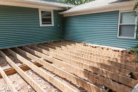 Construction of a new deck on back of house Stock Photos