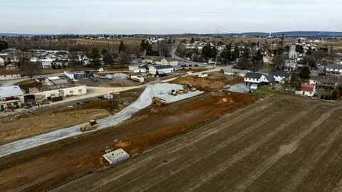 Construction of New Development Project Near Rural Area and Residential Nei.. Stock Photos