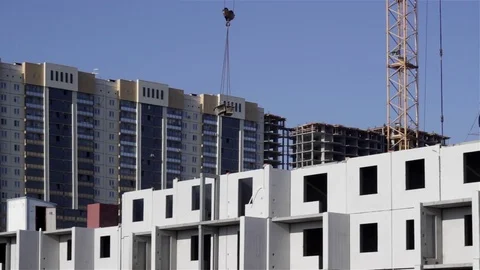 Construction of new district of appartment building Stock Footage 75241154