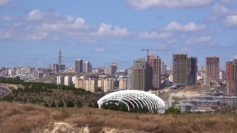 Construction in a new district of the city of Istanbul, Turkey Stock-Footage 80339847