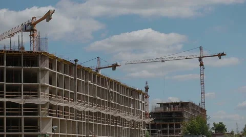 Construction of a new district in Moscow Stock Footage 53378046