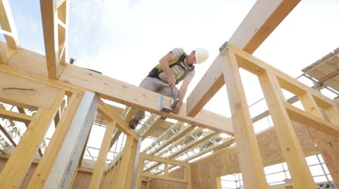 Construction of new homes. Stock Footage 44038619