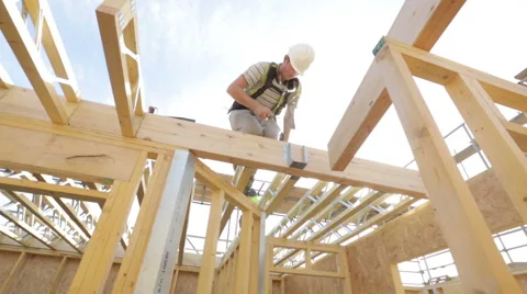 Construction of new homes. Stock Footage 44047124