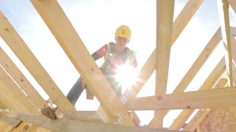 Construction of new homes. Stock Footage 44048089