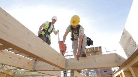 Construction of new homes. Stock Footage 44048143