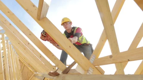Construction of new homes. Stock Footage 44054407