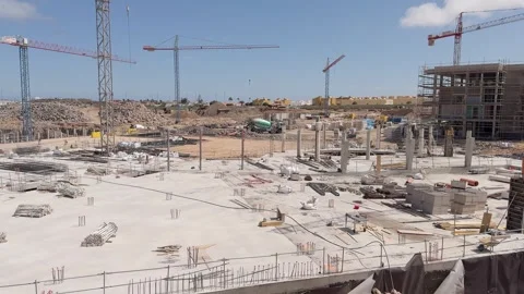 Construction of new hotel complex in Corralejo La Oliva Fuerteventura Stock Footage 308941790