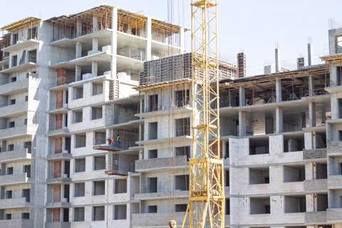 Construction. new house close-up.construction cranes at the construction site 写真素材