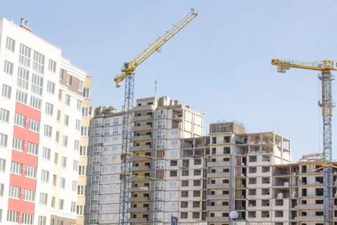 Construction. new house close-up.construction cranes at the construction site 写真素材
