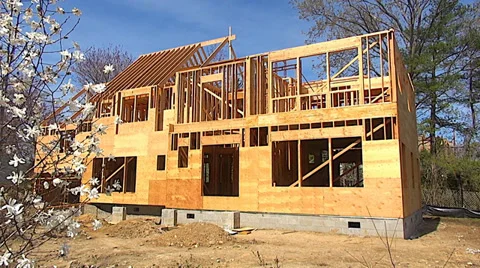 Construction of a new house Stock Footage 37995845