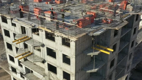 Construction of a new house. Stock Footage 171647072