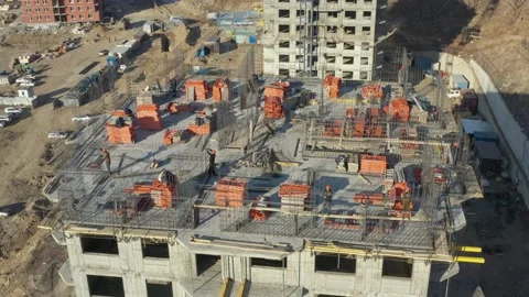 Construction of a new house. Stock Footage 184843662