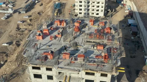 Construction of a new house. Stock Footage 186444826