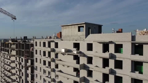 Construction of new houses residential complex Stock Footage 194358093