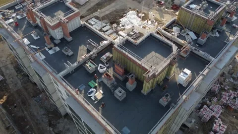 Construction of new houses residential complex Stock Footage 198184023