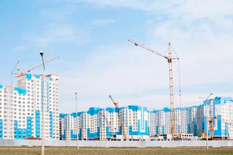 Construction of a new housing complex Stock Photos