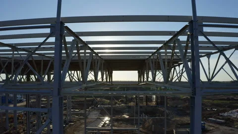 A construction new modern plant with production workshops, technological lines Stock Footage 162000581