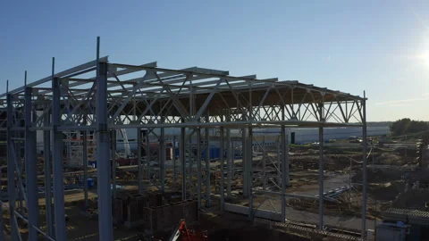 A construction new modern plant with production workshops, technological lines Stock Footage 162000875