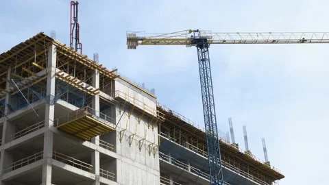 Construction of a new modern residential complex. Stock Footage 234506427