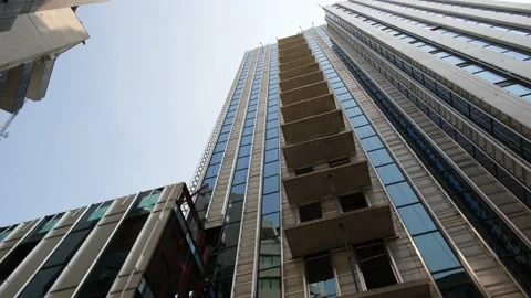 Construction of a new modern residential complex. Stock Footage 236910563