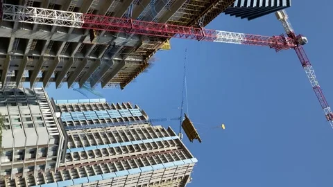 Construction of a new modern residential complex. Stock Footage 243719963