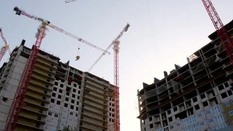 Construction of a new modern residential complex. Stock Footage 248971905