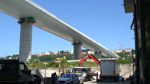 Construction of the new morandi bridge in Genoa Stock Footage 133795015