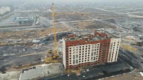 Construction of a new multi-storey building. aerial shooting Stock Footage 148026460