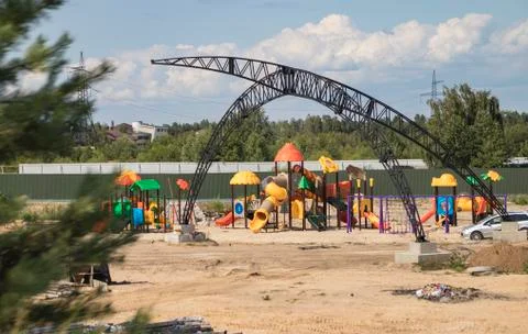 Construction of a new playground Foto stock