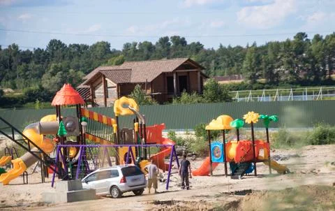 Construction of a new playground Stock Photos