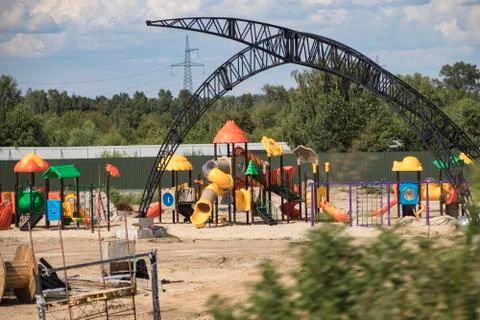 Construction of a new playground Stock Photos