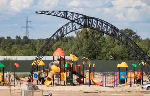 Construction of a new playground Foto stock